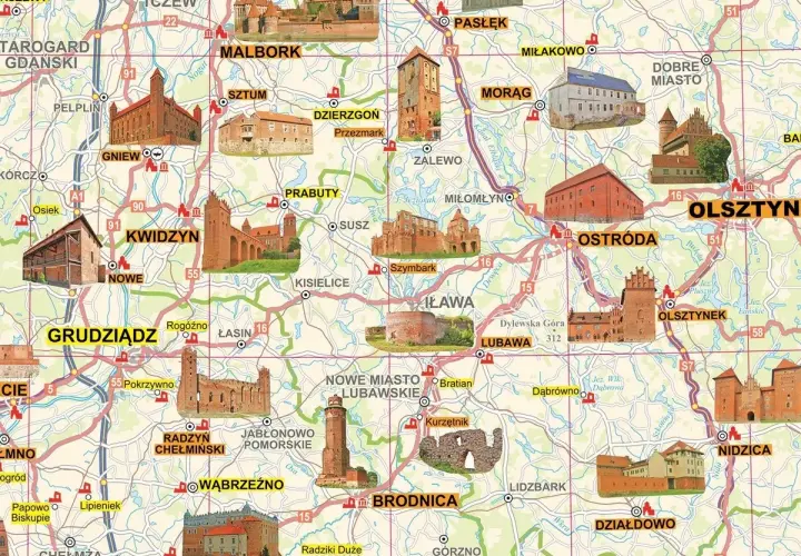 Mapa zamków w Polsce z opisami i wskazówkami dojazdu dla turystów