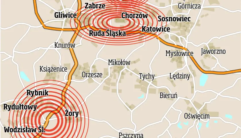 Mapa kopalni na Śląsku: gdzie występują niebezpieczne wstrząsy?