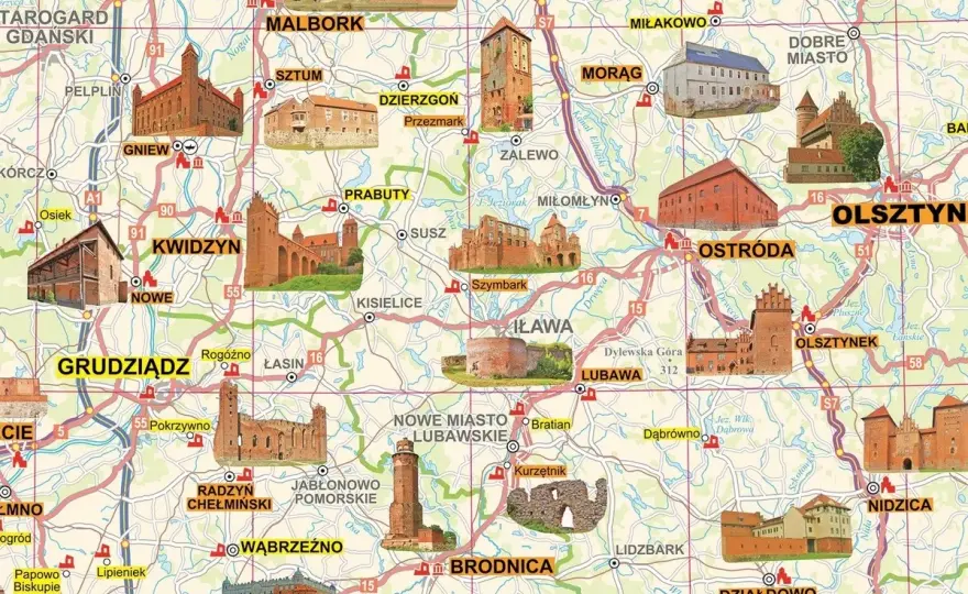 Mapa zamków w Polsce z opisami i wskazówkami dojazdu dla turystów